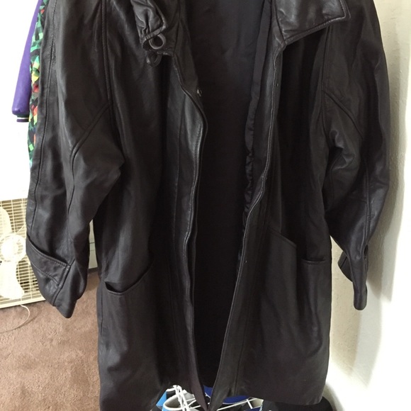 Deep Purple Leather Coat - Picture 1 of 4